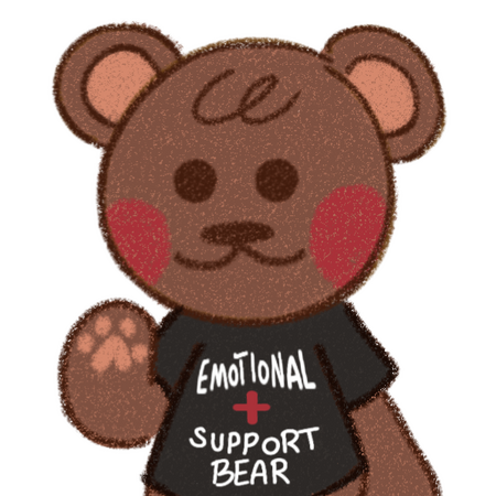 A drawing of a tree in the shape of a brain with a tree house in it. The tree house has a rope hanging from its doorway, and a red heart painted beneath its roof.